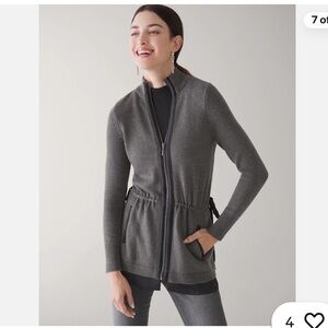 White House Black Market Wool Blend Zip Up Gray Sweater Sz XS